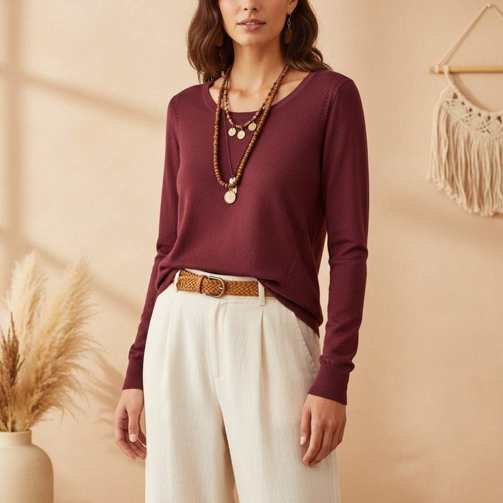 Loft‎ M Burgundy Wool Womens Sweater Punk Goth Comfy Minimalist Academia Cottage